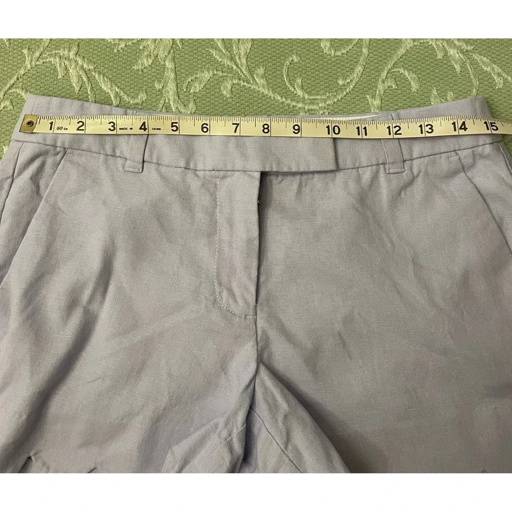 J.Crew Scalloped Hem Shorts Women's Size 4  Linen‎ Blend Pull On Casual Purple